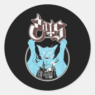 Pegatina Redonda Fantasma de rock de felino fantasma de Halloween