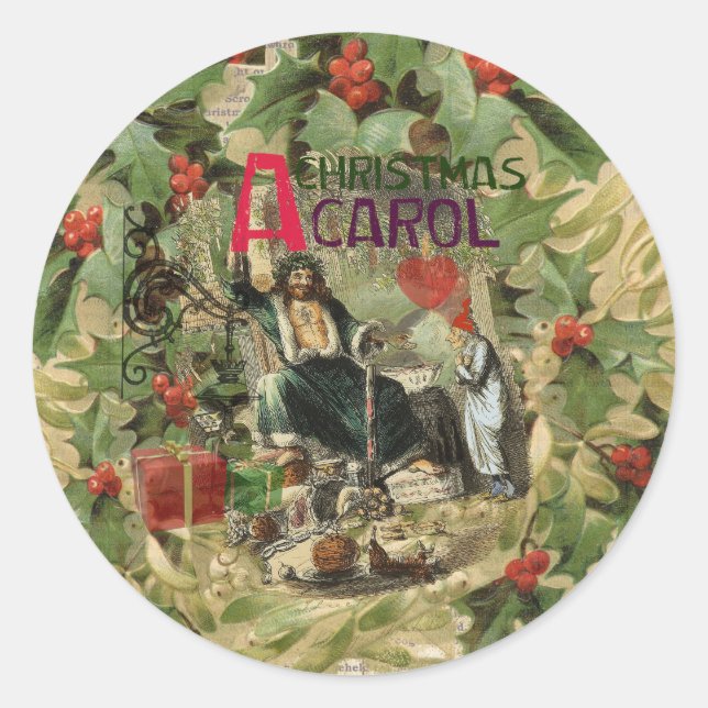 Pegatina Redonda Fantasma del Ilustracion actual de Navidad (Anverso)