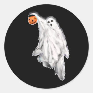 Pegatina Redonda Fantasma divertido de Halloween