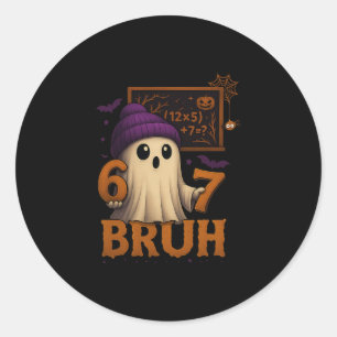 Pegatina Redonda Fantasma Divertido De Matemáticas 67 Bruh Meme De