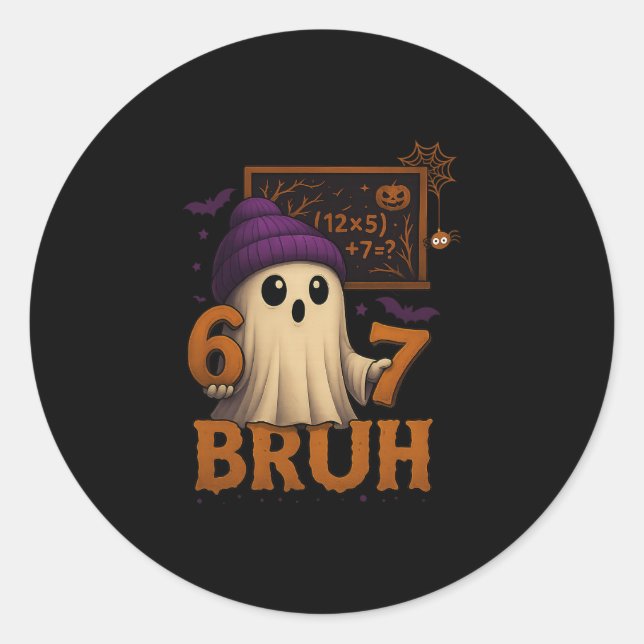Pegatina Redonda Fantasma Divertido De Matemáticas 67 Bruh Meme De  (Anverso)