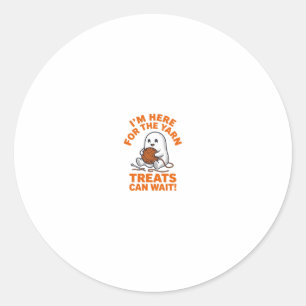 Pegatina Redonda Fantasma Divertido de Tejer Diseño de Grabado Anti
