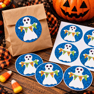 Pegatina Redonda Fantasma espeluznante de Halloween