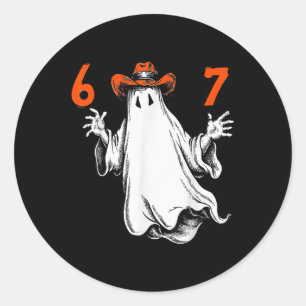 Pegatina Redonda Fantasma Espeluznante Número 67 Halloween Embrujad