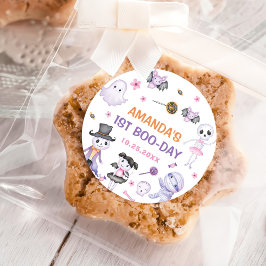 Pegatina Redonda Fantasma Fantasma de Halloween Primer Fiesta de cu