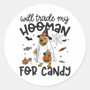 Pegatina Redonda Fantasma fantasma de PitPull Dog Halloween