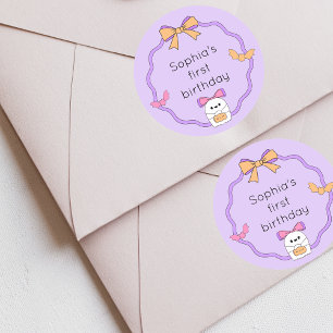 Pegatina Redonda Fantasma Fantasma Halloween Cumpleaños