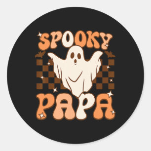 Pegatina Redonda Fantasma fantasma retro Groovy disfraz de papá