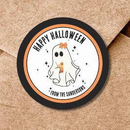 Pegatina Redonda Fantasma Feliz Halloween