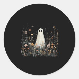Pegatina Redonda Fantasma Floral Vintage Halloween Fantasma En El B