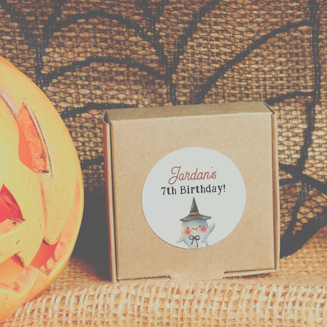 Pegatina Redonda Fantasma Halloween Favor de cumpleaños (Subido por el creador)