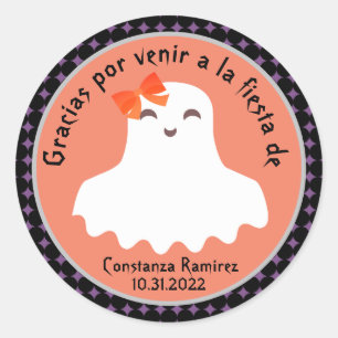 Pegatina Redonda Fantasma Halloween Gracias Fiesta