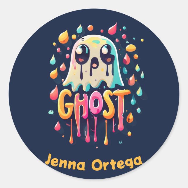 Pegatina Redonda Fantasma Halloween - Vampiros (Anverso)
