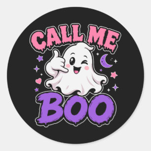 Pegatina Redonda Fantasma Kawaii Adorable
