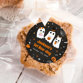 Pegatina Redonda Fantasma lindo de Halloween 1er cumpleaños Spookta
