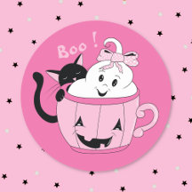 Fantasma Lindo y Espeluznante Gato Negro Rosa Pega