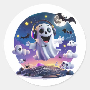Pegatina Redonda Fantasma musical