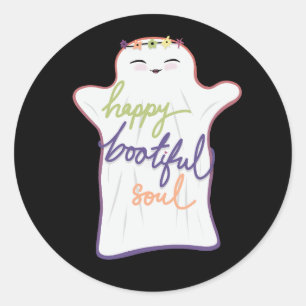Pegatina Redonda Fantasma Personalizado colorido con texto