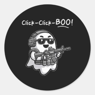 Pegatina Redonda Fantasma táctica divertida haga clic en Boo Hallow