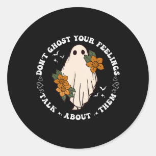 Pegatina Redonda Fantasma tus sentimientos Groovy Spooky Season Men