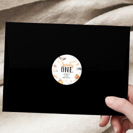 Pegatina Redonda Fantasma Un cumpleaños de Halloween