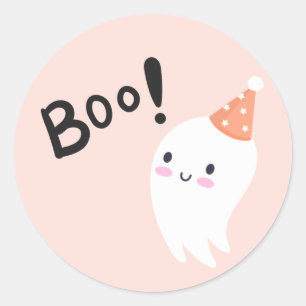 Pegatina Redonda Fantasma un lindo fantasma de Halloween Primer cum