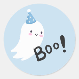Pegatina Redonda Fantasma un lindo fantasma de Halloween Primer cum
