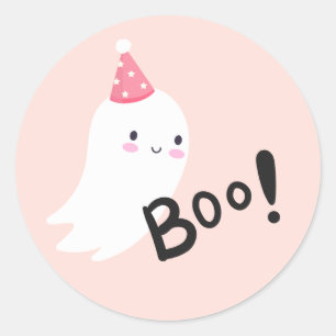 Pegatina Redonda Fantasma un lindo fantasma de Halloween Primer cum