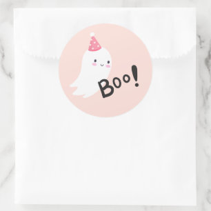 Pegatina Redonda Fantasma un lindo fantasma de Halloween Primer cum