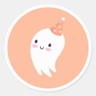 Pegatina Redonda Fantasma un lindo fantasma de Halloween Primer cum