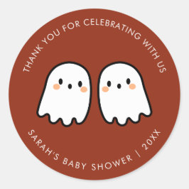 Pegatina Redonda Fantasmas cortos doble problema gemelos Baby Showe
