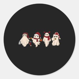 Pegatina Redonda Fantasmas de ghost Santa Sat Cute Navidades retro