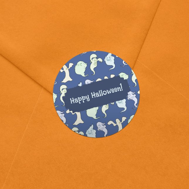 Pegatina Redonda Fantasmas embrujados Patrón de Arte Pixel de Hallo (Subido por el creador)