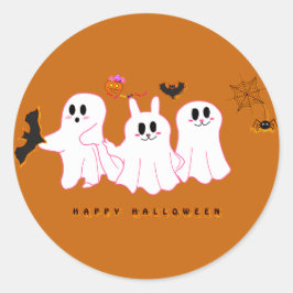 Pegatina Redonda Fantasmas Graciosos Posando Para Una Foto | PEGATI