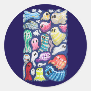 Pegatina Redonda Fantasmas inclusivos