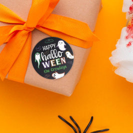 Pegatina Redonda Fantasmas y fantasmas Feliz Halloween