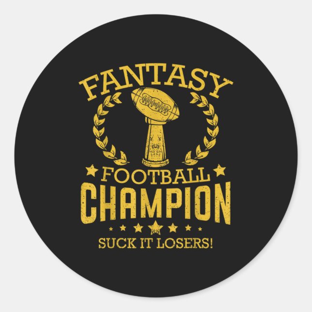 Pegatina Redonda Fantasy Football Funny Champ Chamon  (Anverso)
