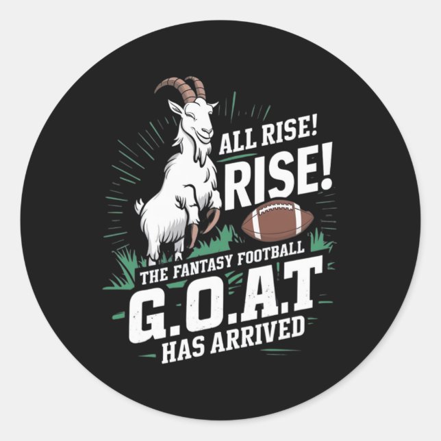 Pegatina Redonda Fantasy Football Goat Shirt League Champion Champ  (Anverso)