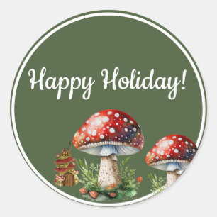 Pegatina Redonda Fantasy Mushroom