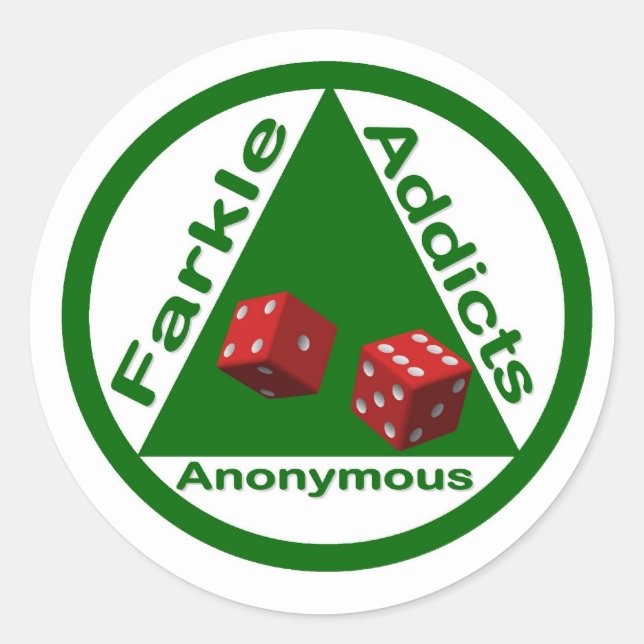 Pegatina Redonda Farkle Addicta Anonymous (Anverso)