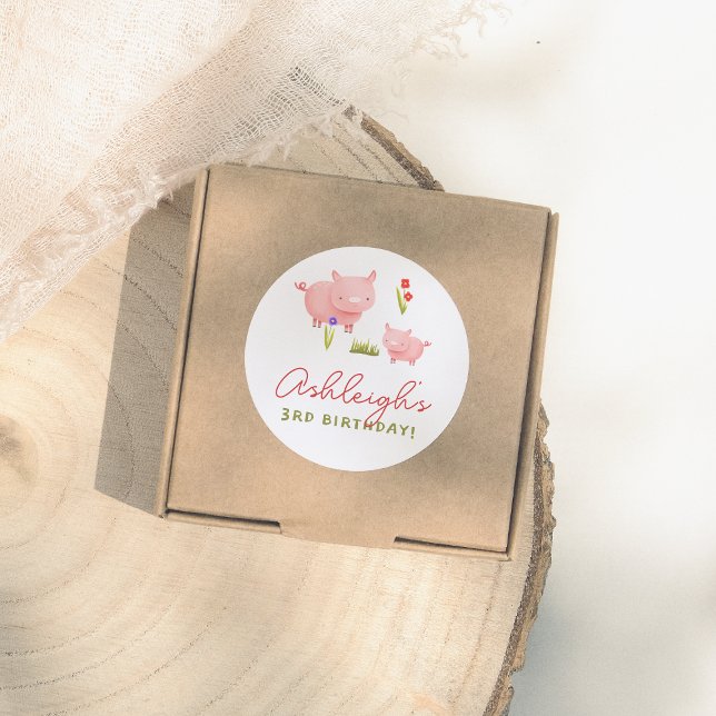 Pegatina Redonda Farm Animals Barnyard Bash Birthday Party (Subido por el creador)