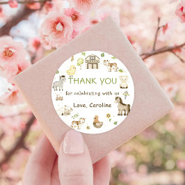 Pegatina Redonda Farm Animals Barnyard Birthday Party