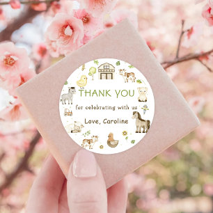 Pegatina Redonda Farm Animals Barnyard Birthday Party