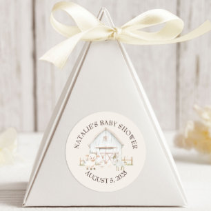 Pegatina Redonda Farm Animals Meadow Friends Baby Shower