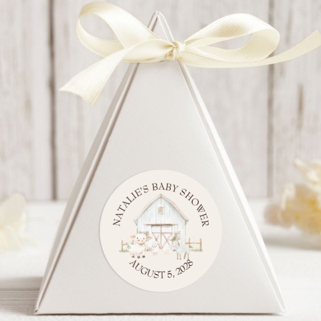 Pegatina Redonda Farm Animals Meadow Friends Baby Shower (Subido por el creador)