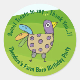 Pegatina Redonda Farm Barn Birthday Party
