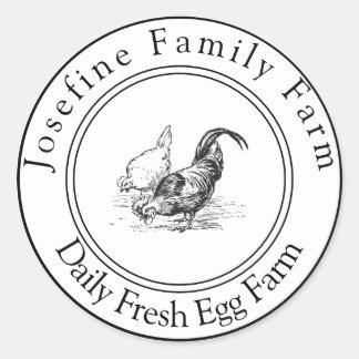 Pegatina Redonda Farm Fresh Eggs Chicken Coop Rustic Country Farm