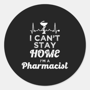 Pegatina Redonda Farmacéutico No puedo quedarme en casa