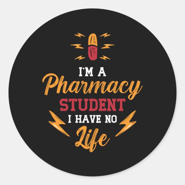 Pegatina Redonda Farmacéutico Soy Un Técnico Tecnológico Estudianti (Anverso)