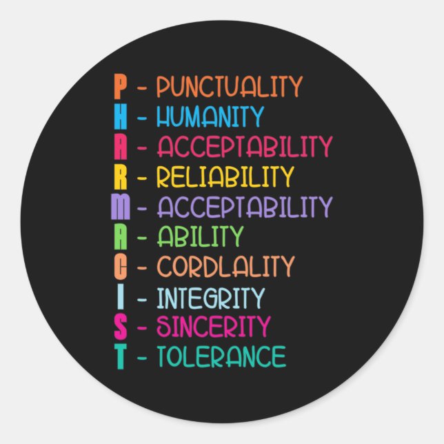 Pegatina Redonda Farmacia Cita Técnico Medicina Farmacéutica Farmac (Anverso)